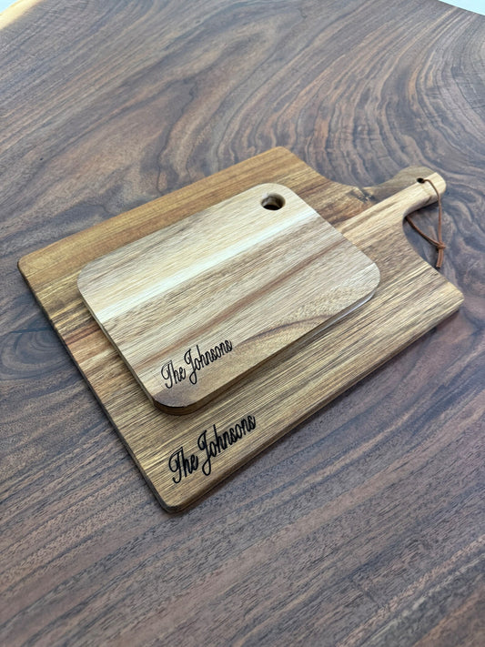 Personalized Laser Engraved Cutting Board Set