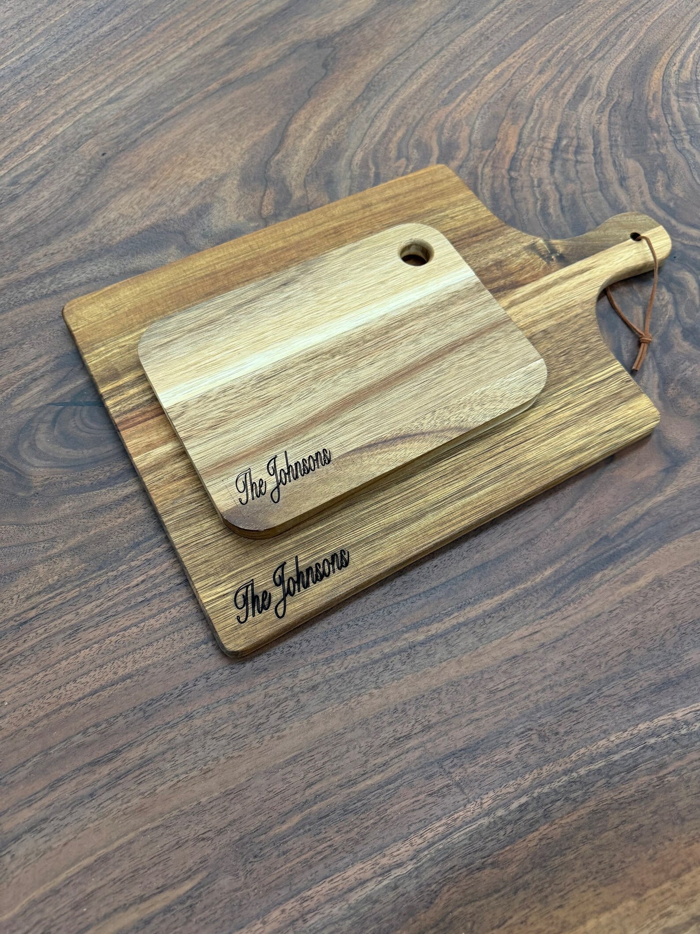 Personalized Laser Engraved Cutting Board Set